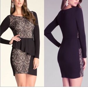 Bebe black and nude peplum dress